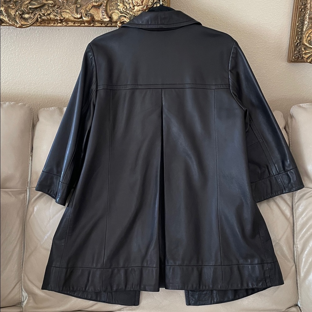 INC International Concepts Black Lamb Leather Jacket 3/4 Length Sleeves M - Picture 8 of 12